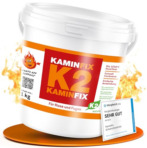 Kaminfix Schamottemörtel K2 für Kamin & Ofen – 1kg feuerfester Mörtel | Ideal zum Ausbessern und Verkleben von Schamotte im Kamin oder Ofen – einfach mit Wasser anmischen.