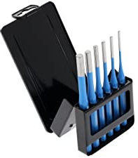 GEDORE Splinttreiber-Satz inkl. Metallklappkassette, 6-teilig, 3 - 10 mm, Stahl/Lackierung, Silber/Blau