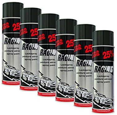 6X KWASNY 288 905 Auto-K Racing Lackspray schwarz Glanz 500ml