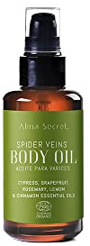 ALMA SECRET | Aceite de Masaje para Varices, piernas pesadas o cansadas | Activador de circulación | con Ciprés, Pomelo & Romero | ECOCERT COSMOS ORGANIC - 100 ml