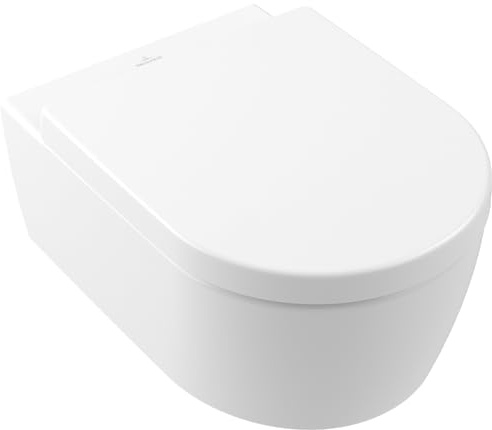 Villeroy & Boch Siège de WC Avento avec fermeture automatique - Abattant D en plastique thermodurcissable, amovible e incassable - Pièce de rechange d'origine - Blanc alpin brillant