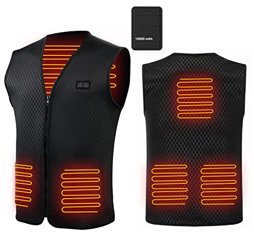 CRRXIN Gilet Riscaldato per Uomo e Donna,con 10000mAh Batteria,USB Giubbotto Riscaldato Gilet Riscaldato per Sci all'aperto, Escursionismo, Caccia, Moto Campeggio (Batteria inclusa) (XL)