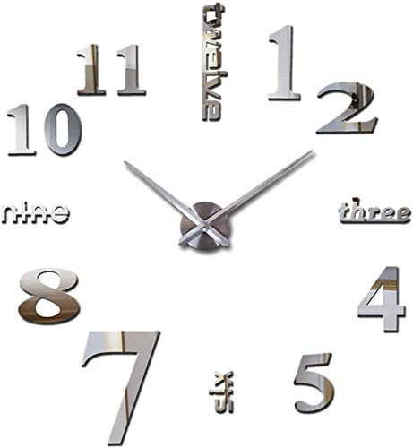 JPYH Orologio da Parete Silenzioso Preciso Fai da Te Facile da Montare Effetto 3D Riempire Vuoto Parete Moderno Adesivo Orologio Parete Decorazione per Casa, Ufficio, Hotel 40cm