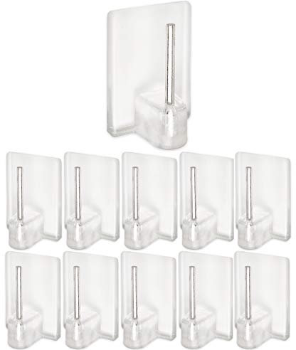 Gancio autoadesivo per bastone, 10 x trasparente, misura 24 x 16.5 mm, ganci per tenda, ganci per zanzariere, gancio adesivo per tende a finestra, aggancio per bastoni su finestre in PVC, curtain hook