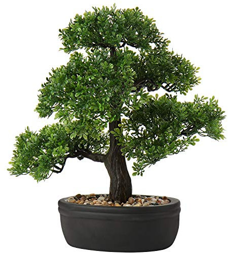 Briful 14.1 Artificial Bonsai Tree Fake Plant Japanese Bonsai Decoration Potted Faux Pine Plants Bonsai Cedar Tree for Indoor/Outdoor Home Office Hotel Décor