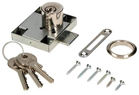 KOTARBAU Serratura per mobili, 45 x 56 mm, con 3 chiavi, serratura a cilindro per mobili, serratura per cassetti