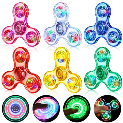 Gigilli Fidget Spinner 6er Pack, Party Favors LED Light Fidget Spinner Spielzeug für Kinder, Stressabbau Anti Angst sensorisches Spielzeug,Party Taschenfüller