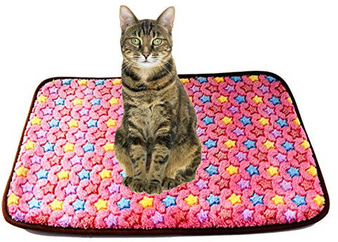 zhppac Katzendecke Kuscheldecke Hund Hundekiste Bett Haustier-Auflage Waschbares Hundebett Luxus Hundebett Hundebett Zubehör Flauschige Katze Mat pink,L