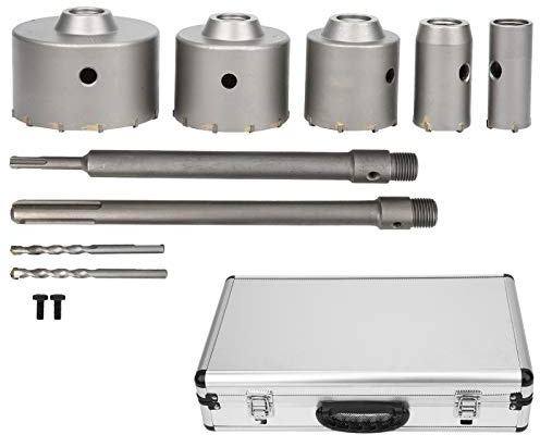 Ruisyi Lot de 9 Scies à Tasse, Faise à Tasse, pour Meuleuses, Scie à Cloche SDS Plus, 30 mm/40 mm/65 mm/80 mm/100 mm