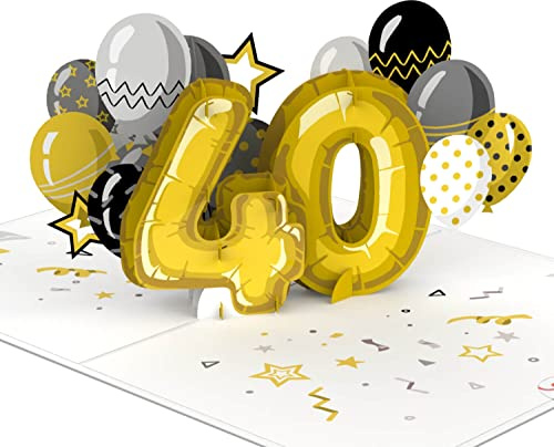 papercrush Pop-Up Karte zum 40. Geburtstag, 3D Geburtstagskarte | Glückwunsch zum 40ten Geburtstag für Männer, Frau, Bruder und Kollege, Gratulationskarte für 40 jähriges Firmenjubiläum