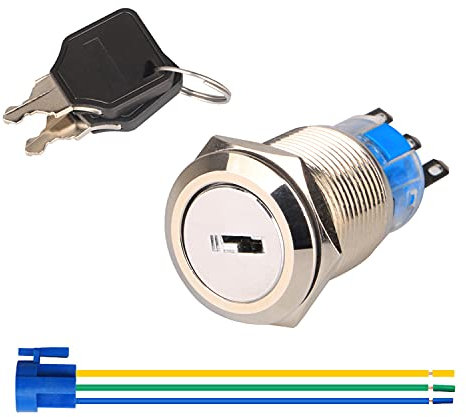 Gebildet 19mm Precablato 0~250V/5A NO/NC Interruttore a Chiave per Scooter Elettrico Bicicletta Elettrica Blocco con 2Chiavi