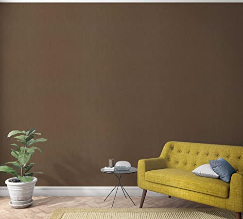 Papier peint marron Papier peint intissé uni pour chambre salon ou cuisine Made in Germany marburg 10,05 x 0,70m