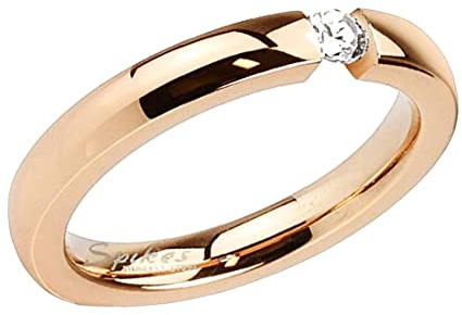 Taffstyle Damen Designer Schmuck Ring Verlobungsring Roségold mit Kristall