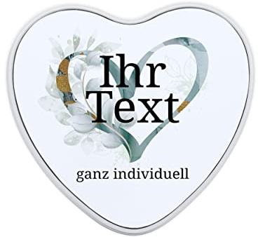 Herzdose Aquarell-Herz personalisiert mit Namen, Metall, Grün | Grüne Herzdose mit Aquarell-Herz und Wunschname – Geschenkdose von Herzen, als Dankeschön und für die beste Freundin