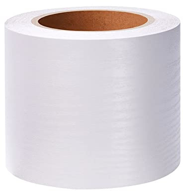 VisitRyl TapetenbordüRe Selbstklebend Vinyl Sockelleiste Dekorative BordüRe Selbstklebende Home BordüRe KüChe TapetenbordüRe Selbstklebend FüR Badezimmer Wohnzimmer WeißE Holzmaserung 5cm X 500cm