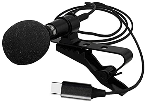 Gatuida Kleiner Lavalier Mikrofon Typ-c Schwarz mit Clip, 1 Stück | Aktive Tonaufnahme, Geräuschreduzierung, Live Stream und Spiel Voice, Pu Tasche Inklusive