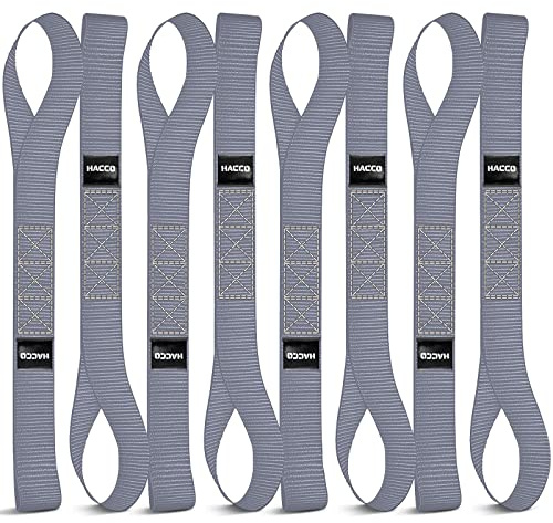Haccoplanet 8PK Soft Loop Motorcycle Tie-Down Straps, 1.6 x 17inch 12000LB Break Strength, Heavy Duty Tie Down Loops for Securing ATV, UTV, Dirt Bike, Lawn & Garden Equipment (Grey)