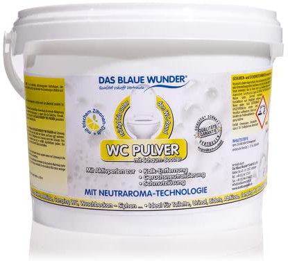 Das Blaue Wunder | WC Pulver mit Schaumbooster | selbstständiger Reiniger durch Aktivperlen | Kraftschaum gegen Urinstein, Kalk etc. | frischer Duft (Zitrone, 1,5 kg)