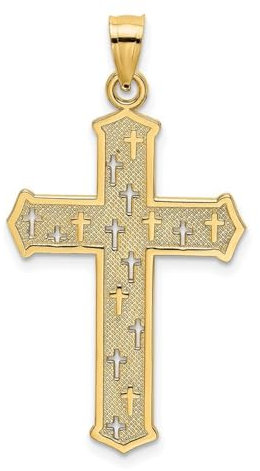 Religiöses Glaubenskreuz aus 14-karätigem Gold, Pfeilspitze, Kreuzakzenten, Maße: 27,35 mm lang, Schmuck für Damen, One Size, Metall Goldfarben Aus Metall, Kein Edelstein