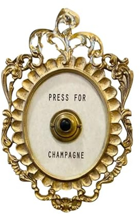Press for Champagne Button - Door Ring Bell - Champagne Themed Decor, Wall Plaque Ornament Gift for Party, Christmas, Home, Bedroom, Hotel