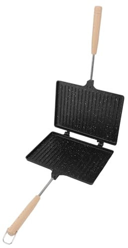 Panini Press Sandwich Maker, Tostapane a Gas a Doppia Faccia Antiaderente, Tostapane a Mano da Campeggio in Alluminio, Griglia per Pressa per Panini per Toast, Waffle, Colazione