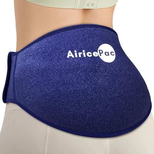 AiricePac Ice Pack for Back Pain Relief, Reusable Gel Lower Back Wrap, Cold Compress Therapy for Waist Lumbar Injuries, Sciatic Nerve, Herniated or Degenerative Disc, Coccyx, Tailbone Pain Blue