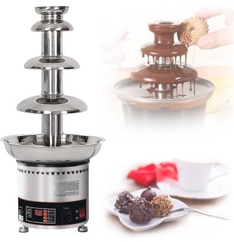AINITAIFENG Máquina de Fuente de Chocolate de Gran Capacidad con Control de Temperatura: Cascada de Fondue Comercial Ideal para Equipos de Buffet de Fiestas, restaurantes y Bodas (4 Niveles)
