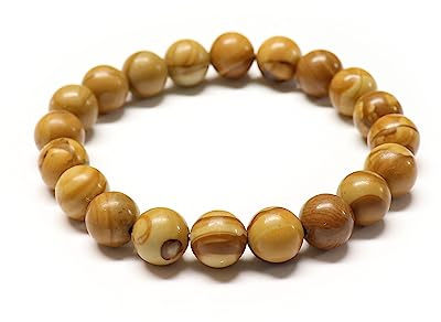 Bracelet en BOIS FOSSILE de qualité A - Perles rondes de 8mm- Pierre naturelle - Bijou Artisanal (25cm)