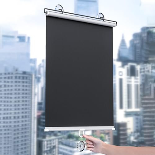 Verdunklungsrollo Mit Saugnäpfen,Sonnenschutzrollos Für Fenster,Sichtschutz Vorhänge,Einziehbarer Balkon Rollläden,Tragbare Temporäre Jalousien,Dachfensterrollo,Ohne Bohren,W×H-75*120cm(30*47in)