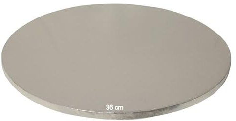 Mytortenland 1,2 cm Cake Board | Tortenunterlage Rund Cakeboard | Karton Pappe | Kuchenplatte | Tortenplatte für Torten und Kuchen Gold/Silber 13 größe (Silber, 36cm)