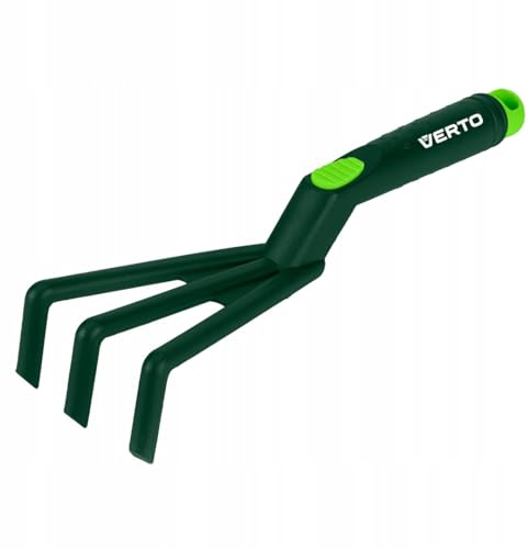 VERTO Cultivateur à 3 dents - Petite griffe de jardin avec manche en bois - 29 cm - Cultivateur manuel - Petit cultivateur manuel - Accessoire de jardin - Râteau à fleurs - Outil de jardin - Noir