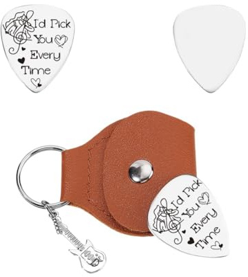 UNICRAFTALE Gitarre Picks Gitarren Plektren Halter PU Leder Gitarren Pick Halter Schlüsselanhänger Tasche 1 Stk I Pick You Every Time Gitarrenplektren Guitar Picks Etui Plektrum für Gitarrenspieler