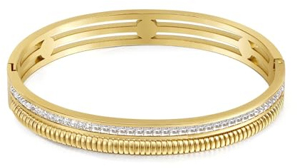 Joo&Rind Kleeblatt Armband Gold Damen - 18K Vergoldet Armreif Vierblättriges Kleeblatt Edelstahl Armreifen Damen - Schmuck Geschenk für Frauen Geburtstag Muttertag Valentinstag