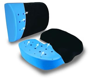Ergonomic Seat Cushion & Lumbar Support Pillow – Cooling Gel Memory Foam, Breathable Cover, Pain Relief for Office Chair, Car Seat, Gaming & Wheelchair – Back & Tailbone Support