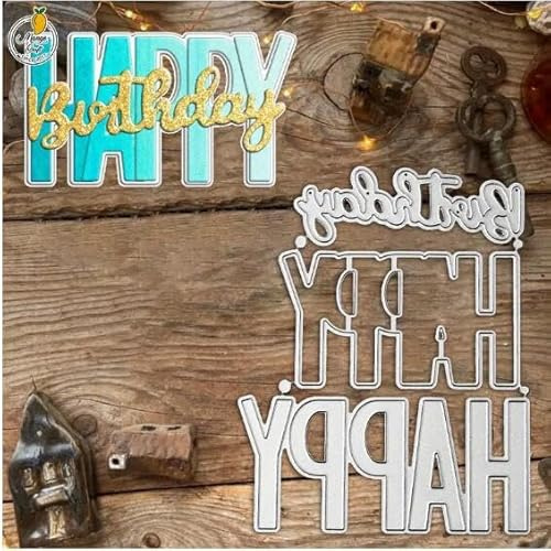 Happy Birthday Letter Metal Die Cuts,Cake Candle Birthday Party Cutting Dies Cut Stencils DIY Scrapbooking Decorative Embossing Paper Scrapbooking Card Making