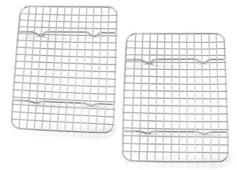 Rejilla para enfriar, rejilla para pasteles rectangular de acero inoxidable, rejilla para hornear reutilizable, para hornear, asar, enfriar, apta para lavavajillas, 22,2 cm * 15,9 cm * 2 cm, 2 piezas
