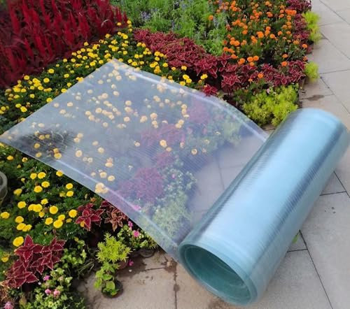 Polycarbonatplatten Wellplatten Transparent, Transparent Gewächshaus Platten Sheets, Wetterfeste Platten für Außen, Fabrik, Gewächshaus, Terrasse, Garten, Flur, Stark und Stabil(WxL:0.8x15m)