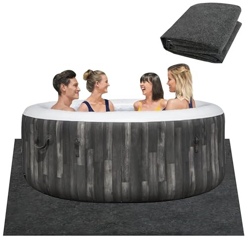 Ogrmar 70x70 Inch Hot Tub Mat, Inflatable Hot Tub Pad Outdoor Indoor, Washable Above Ground Protector Pad, Slip-Proof Backing, Absorbent Spa Pool Ground Base Flooring Protector Mat (70x70inch)