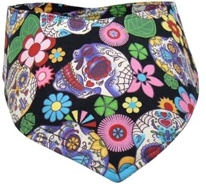 Hundehalstuch mit Klettverschluss skulls&flowers 40-45 cm Halsumfang