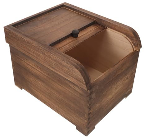 10KG Wooden Rice Storage Container Cereal Dispenser with Sliding Lid for Kitchen Sealed Food Container Bin for Flour Grain and Dry Food Storage