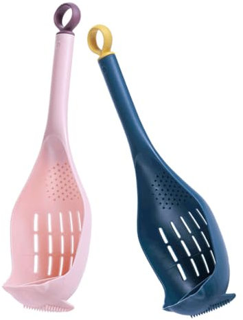PRETYZOOM 2piezas Colador Con Mango Para Pasta Separación De Yemas y Drenaje De Alimentos Utensilios De Cocina Multiusos Azul y Rosa