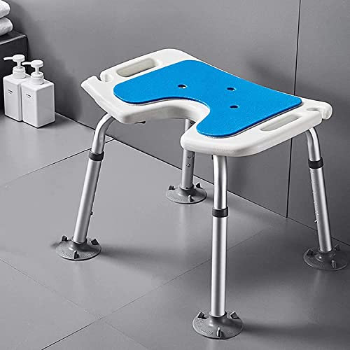 Badezimmer Duschsitz für ältere Menschen und Behinderte, wandmontierter faltbarer Duschstuhl mit verstellbarer Höhe und U-förmigem Design, Duschhocker für Senioren, Badewannenlift und Hilfssitz