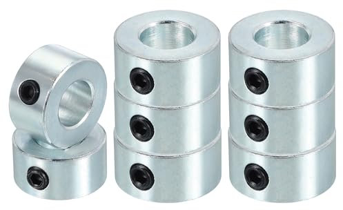 PATIKIL 10mm Bohrung Wellenkragen 20mm OD 10mm Dicke, 8 Stück Klemmring Madenschrauben Set Kohlenstoffstahl Verzinkt mit M5 Gewindestift für Automobilrobotik Maschinenbauin, Silber