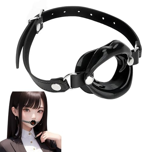 YIOTMOP Knebel Mundknebel SM Ballknebel mit Silikon Lippen Öffnung Leder Einstellbar Bodnage Ball Gag Fesseln Fetisch Sklave Flirten Sexpielzeug für Anfänger Paare (Schwarz)