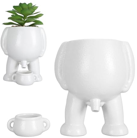Dekorativ Blomkruka, Simulering Innovativ Liten Man Som Kissar Suckulentkruka Keramisk Kisskruka för Hemmakontoret (WHITE)