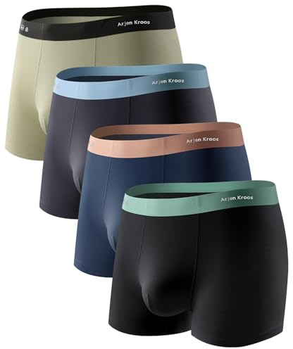 Mauro Kane Boxer da Uomo Modal Mutande Uomo Boxer Pacchetto da 4 Pantaloncini Intimo Maschile Traspirabilità Elasticizzato Trunks Nero/Blu/Blu Scuro/Verde M