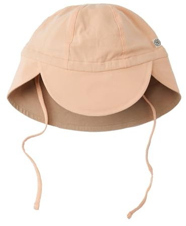 Cloby Sonnenhut Schirmmütze Mütze mit Nackenschutz wendbar UV-Schutz (UPF 50+) Kinder (Gr. 18-36 Monate) - Peachy Summer/Sandy Beach beige