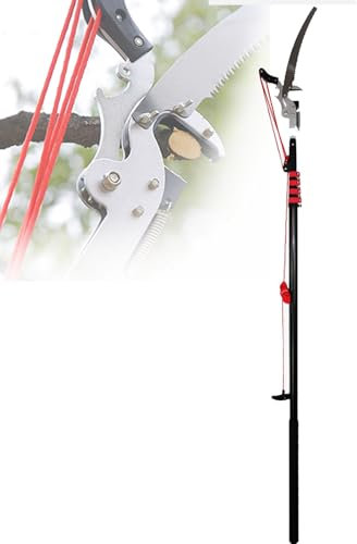 Telescopic Tree Lopper Gardening Heavy Duty Long Reach Loppers Pole Pruning Saw with Scissors Telescopic Tree Pruner Extendable Ratchet Pulley Pole Pruner Hand Garden Loppers(3.6M (12FT))