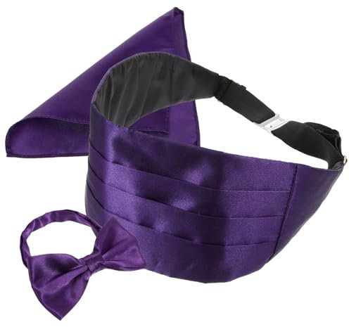 BESPORTBLE Satin Kummerbund-Set Für Herren in Mit Vorgebundener Fliege - Einstecktuch Und Manschettenknöpfen – Ideal Für Hochzeiten Und Festliche Anlässe Stilvolles Für Männer