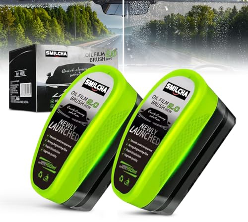 SMILCHA New 2PCS Auto Glass Degreaser & Oil Film Cleaning Brush Set – Windshield Polish & Window Cleaner for Ultimate Clarity (2024 Upgraded 2.0)